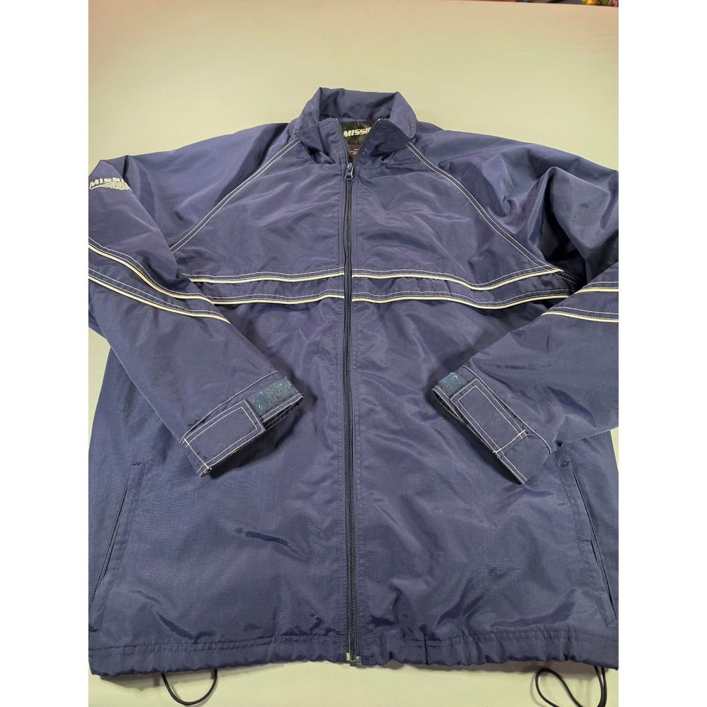 Mission Hockey Windbreaker Jacket Mens XXL Navy Blue Full Zip Nylon Vented Back